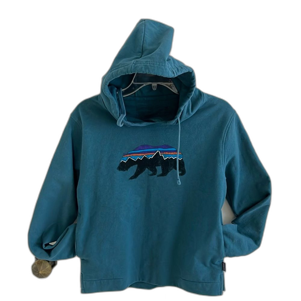 Patagonia Fitz Roy Teal Green Blue Pullover Bear Uprisal sweatshirt Hoodie XS